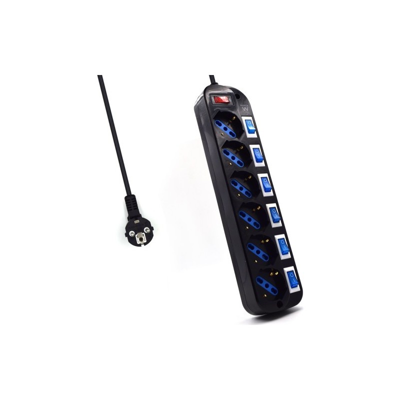 Ewent EW3851 limitador de tensión Negro 6 salidas AC 220 V 1,5 m