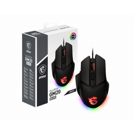 MSI Clutch GM20 Elite ratón mano derecha USB tipo A Óptico 6400 DPI