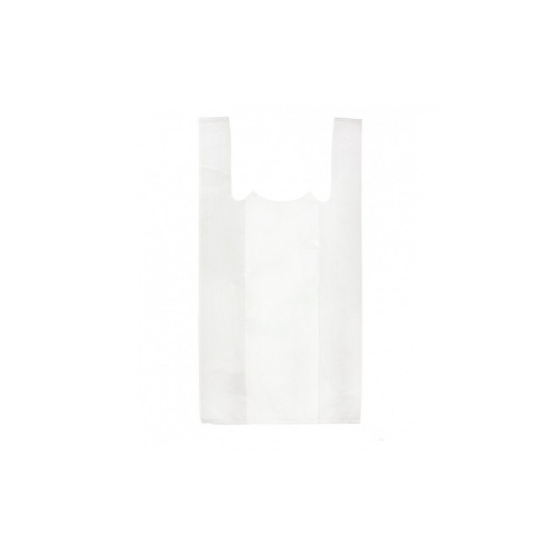 PAQUETE 50 BOLSAS CAMISETA 42X28X53CM PLÁSTICO RECICLADO 200 MICRAS