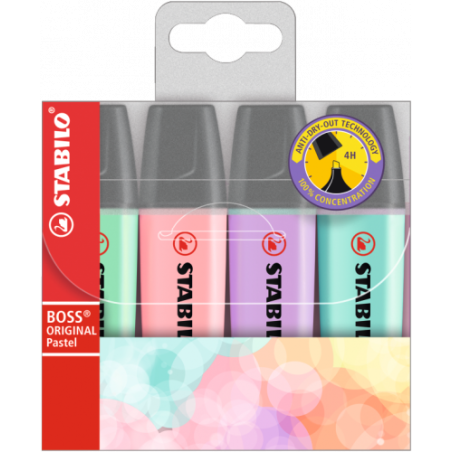 ESTUCHE WALLET 4 BOSS COLORES PASTEL SURTIDOS STABILO 70/4-3