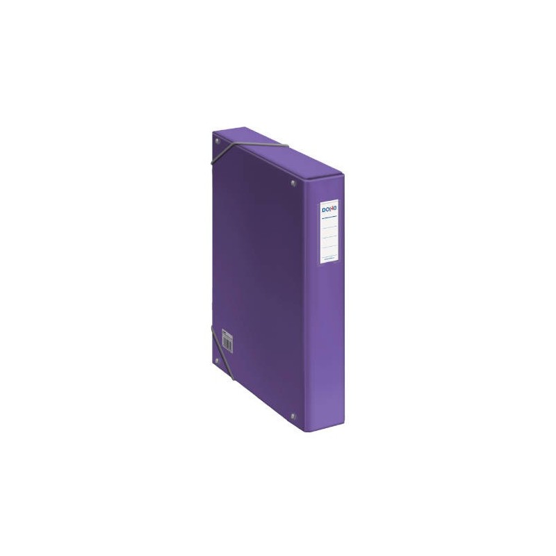 CAJAS DE PROYECTOS CARTÓN FORRADO LOMO DE 5 CM MORADO CON ETIQUETA 245X350X50 DOHE 10363