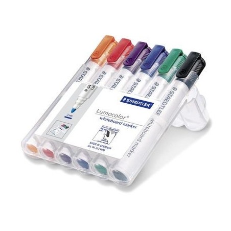 ESTUCHE 6 PZAS LUMOCOLOR WHITEBOARD MARKER 351, SURT. STAEDTLER 351 WP6