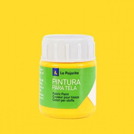 PINTURA PARA TELA TRANSPARENTE T-12 AMARILLO REAL. 25ML LA PAJARITA 112871