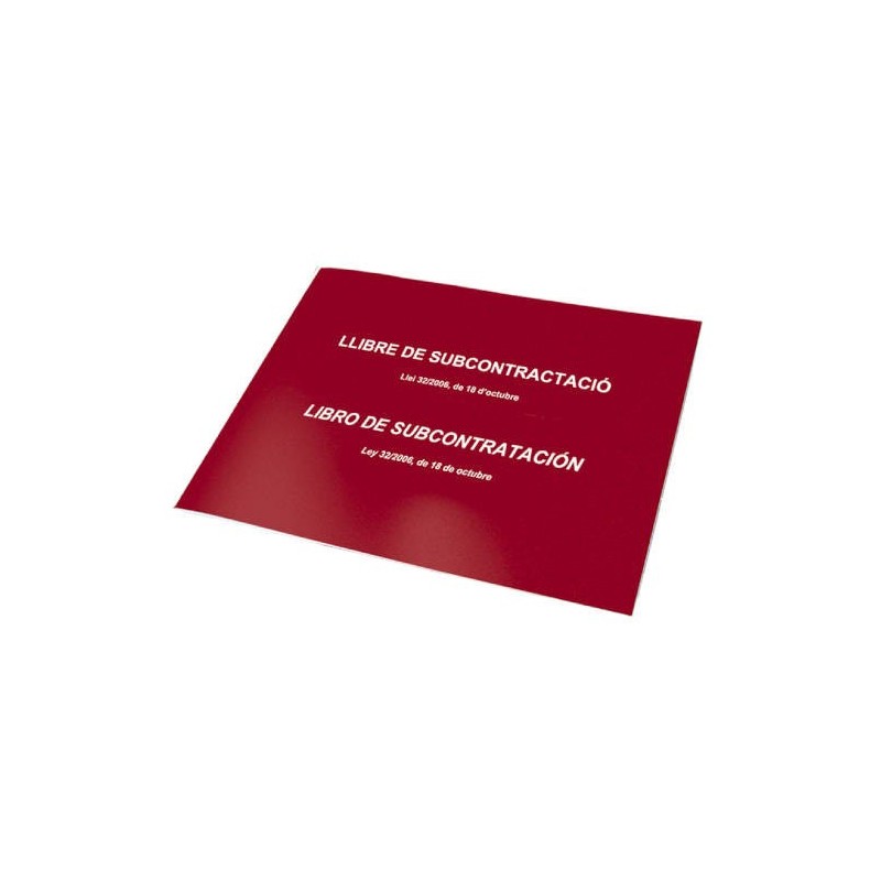LIBRO DE SUBCONTRATACION CATALÁN/CASTELLANO A4 APAISADO 10 HOJAS NUMERADAS DOHE 09990