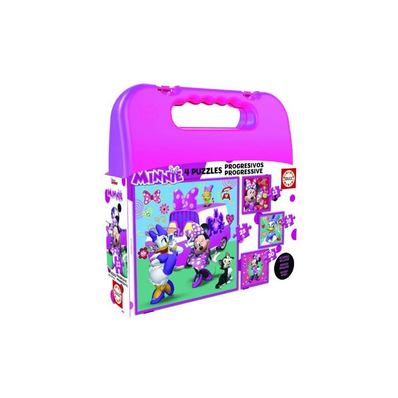MALETA PUZZLES PROGRESIVOS MINNIE HAPPY HELPERS 12-16-20-25 DE 3-5 AÑOS EDUCA BORRAS 17638