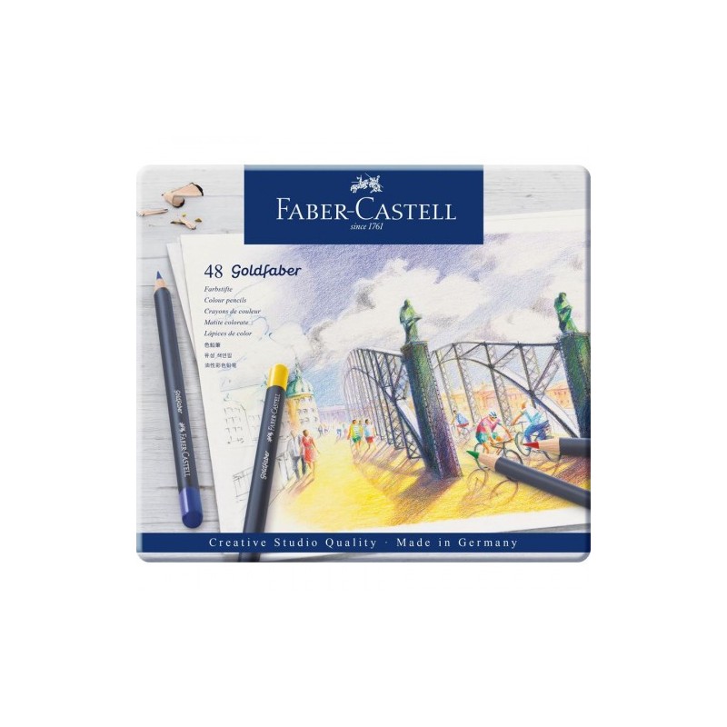 ESTUCHE DE METAL CON 48 LÁPICES DE COLORES GOLDFABER. FABER CASTELL 114748
