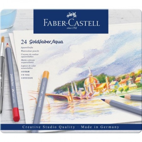 LAPICES DE COLORES FABER CASTELL CAJA METALICA DE 24 COLORES SURTIDOS