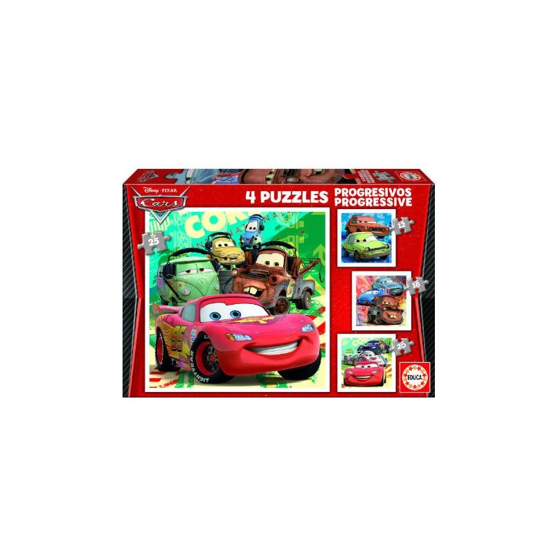 PUZZLE PROGRESIVOS CARS 2 12-16-20-25 DE 3-5 AÑOS EDUCA BORRAS 14942