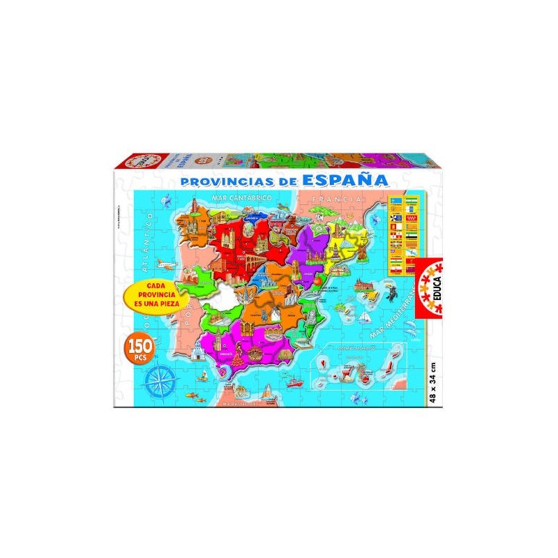 PUZZLE MAPA 150 PROVINCIAS ESPAÑA DE 6-8 AÑOS EDUCA BORRAS
