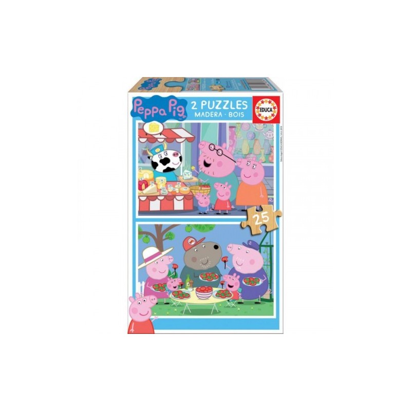 PUZZLE MADERA PEPA PIG 2X25 PIEZAS  EDUCA BORRAS 18078