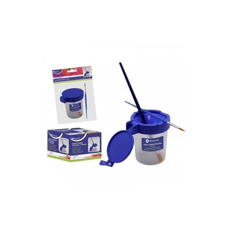 VASO LIMPIADOR DE PINCELES CON TAPA + PINCEL BISMARK 327993