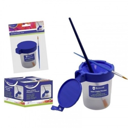 VASO LIMPIADOR DE PINCELES CON TAPA + PINCEL BISMARK 327993