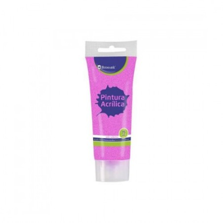 BOTE PINTURA ACRILICA 75 ML ROSA CON GLITTER BISMARK 328671