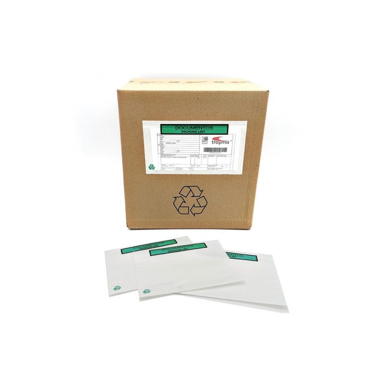 CAJA 1000 SOBRES ADHESIVOS PACK LIST 100% PAPEL 240X130 MM IMPRESO DOCUMENTOS PACKING LIST S2756 F-P