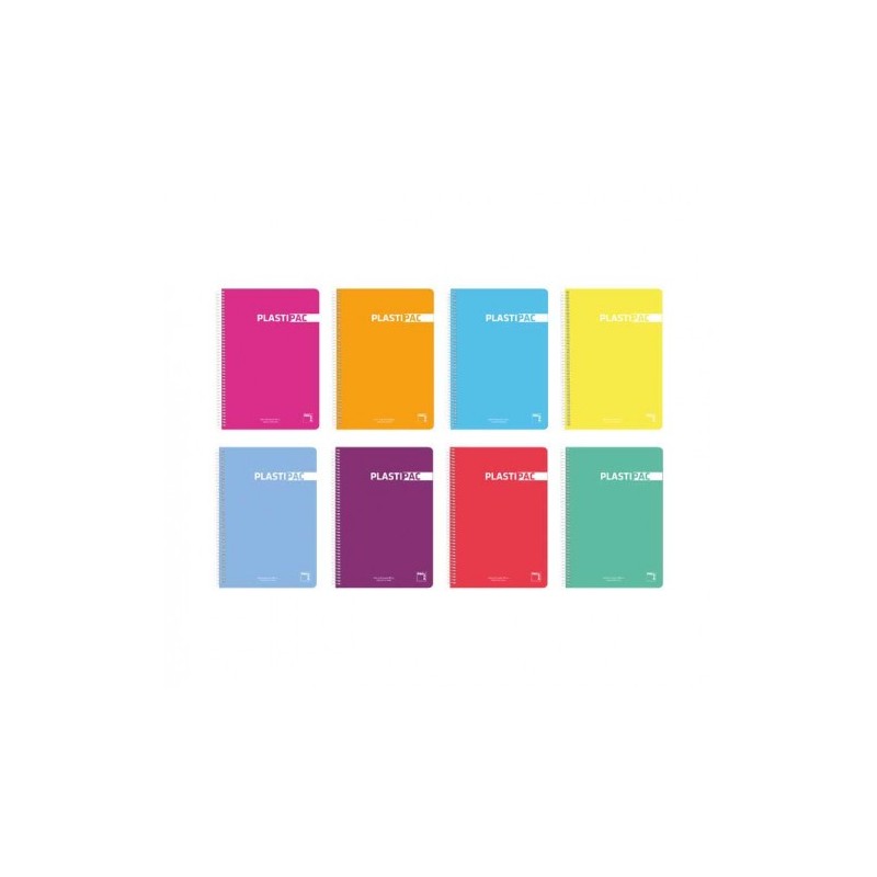 CUADERNO PLASTIPAC 90 GRS. TAPA POLIPROPILENO 4º 80 HOJAS 5X5 CON MARGEN SURTIDO PACSA 15564