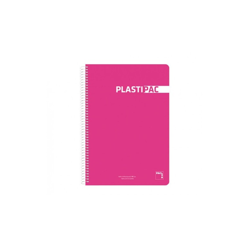 CUADERNO PLASTIPAC 90 GRS. TAPA POLIPROPILENO 4º 80 HOJAS LISO CON MARGEN SURTIDO PACSA 16573