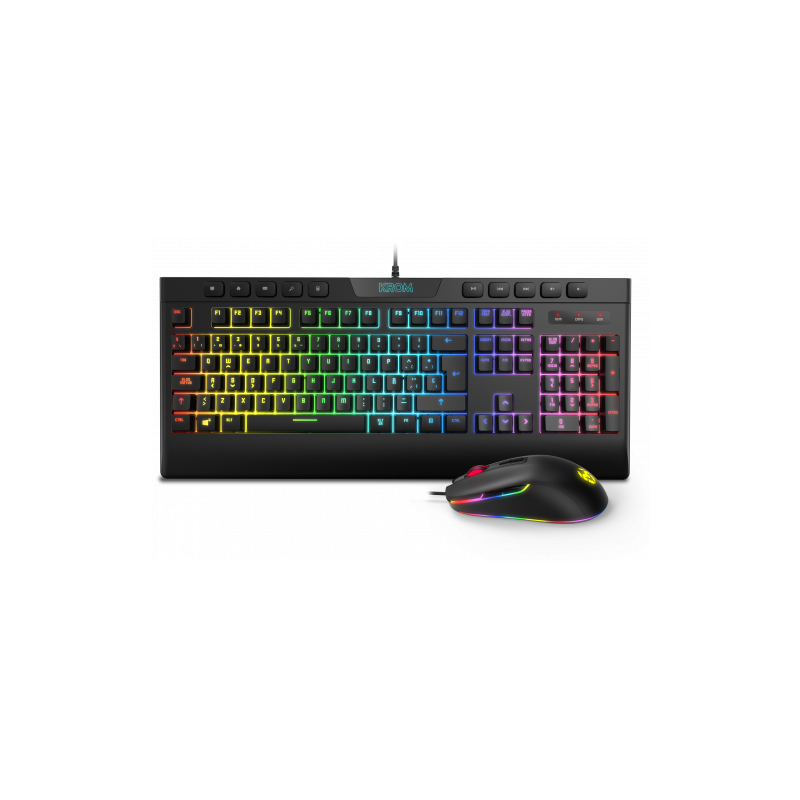 KROM PACK GAMING KAYLOS. TECLADO MEMBRANA + RATON. RGB. NEGRO
