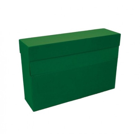 CAJA TRANSFERENCIA A4 CARTON FORRADO EN GELTEX (35X25,5X 11 CM) VERDE MARIOLA 1675VE
