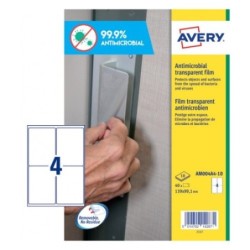 Avery AM004A4 etiqueta autoadhesiva Rectángulo Desmontable Transparente 40 pieza(s)