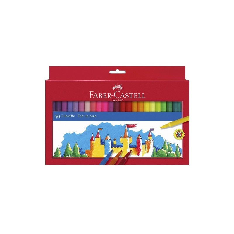 ESTUCHE CARTÓN 50 ROTULADORES ESCOLARES FABER CASTELL 554250