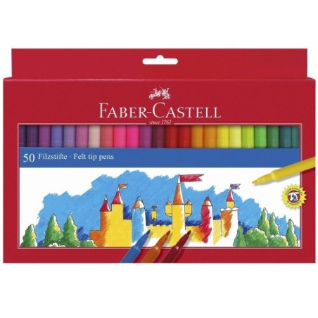 ESTUCHE CARTÓN 50 ROTULADORES ESCOLARES FABER CASTELL 554250