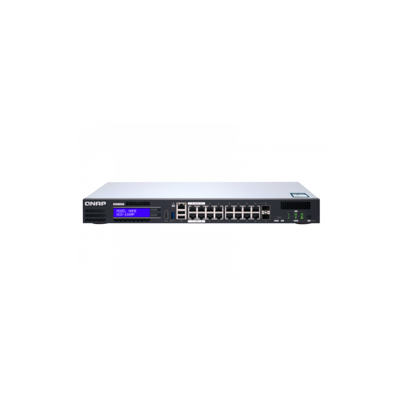 QNAP QGD-1600P Gestionado Gigabit Ethernet (10/100/1000) Energía sobre Ethernet (PoE) Negro, Gris