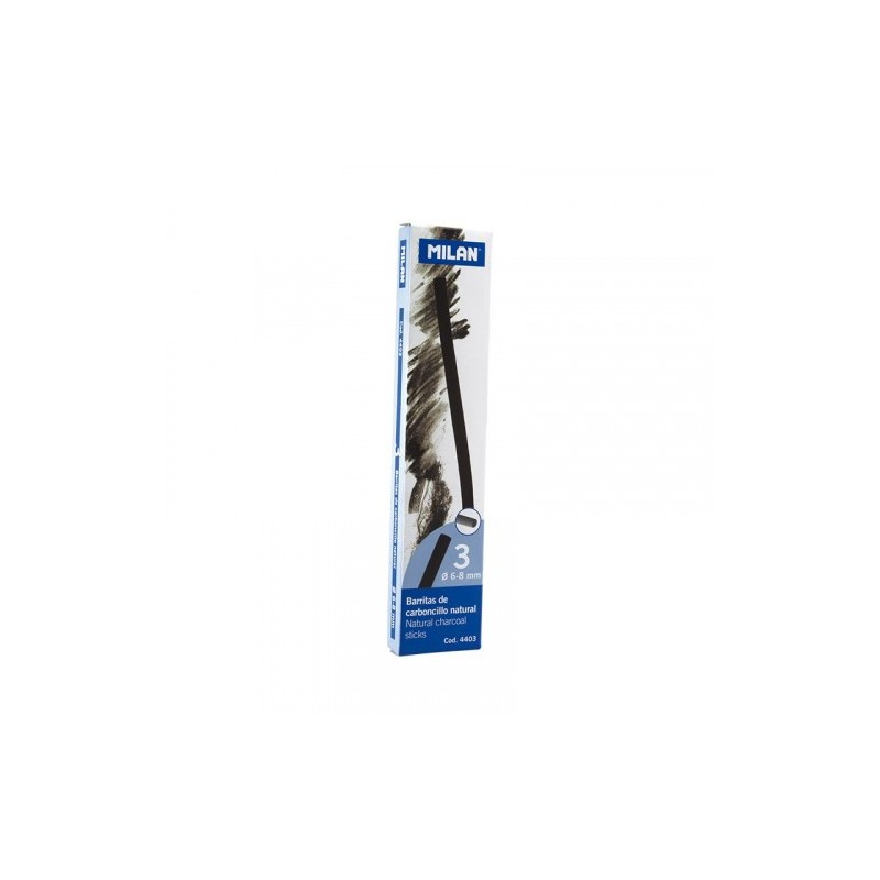 CAJA 3 BARRITAS DE CARBONCILLO NATURAL DIAMETRO 6-8MM MILAN 4403