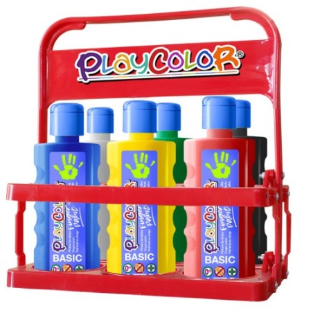 FINGER PAINT BASIC PARA 6 BOTELLAS 500ML. BASKET 6 COLORES PLAYCOLOR 17791