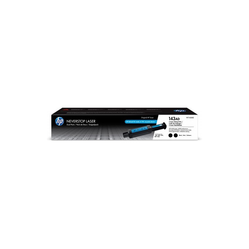 HP TONER 143AD NEGRO KIT RECARGA X 2 NEVERSTOP (W1143AD)