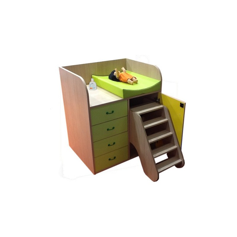 MUEBLE CAMBIADOR CON ESCALERA GIRATORIA Y CAJONES HAYA MOBEDUC 600716HPS18