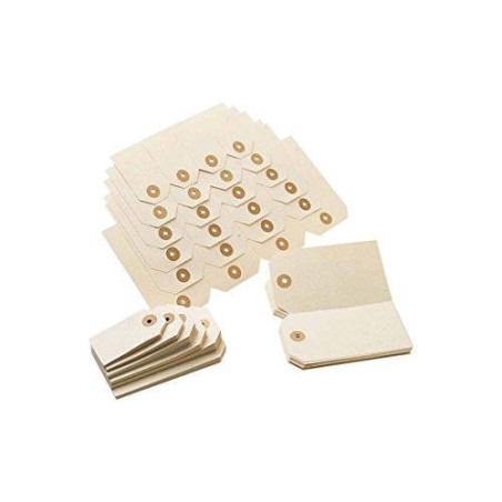 CAJA 1000 ETIQUETAS SUELTAS CON ARANDELA 58X105 MM. SIN CUERDA PARDO 001151