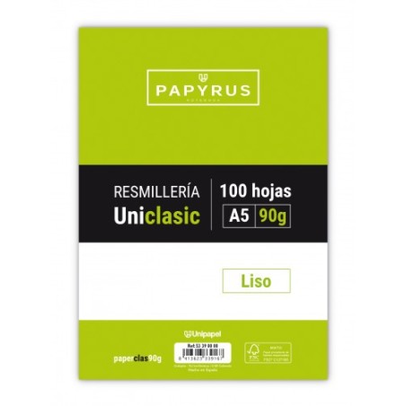 RECAMBIO PAQUETE 100 HOJAS A5 UNICLASIC 90 GR. LISO SIN MARGEN PAYRUS 53390000
