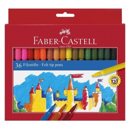 ESTUCHE CARTÓN 36 ROTULADORES ESCOLARES FABER CASTELL 554236