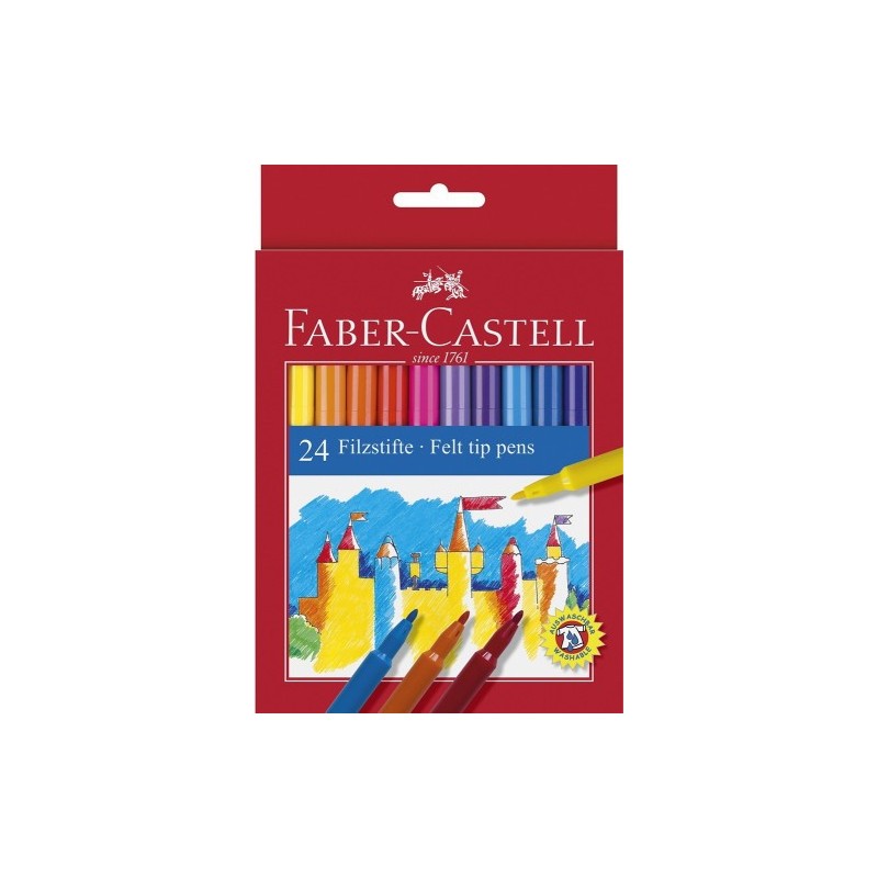 ESTUCHE CARTÓN 24 ROTULADORES ESCOLARES FABER CASTELL 554224