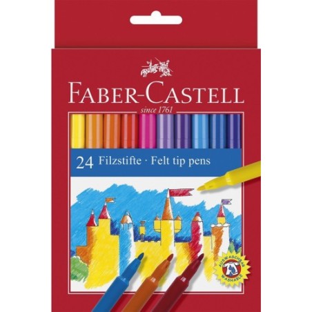 ESTUCHE CARTÓN 24 ROTULADORES ESCOLARES FABER CASTELL 554224