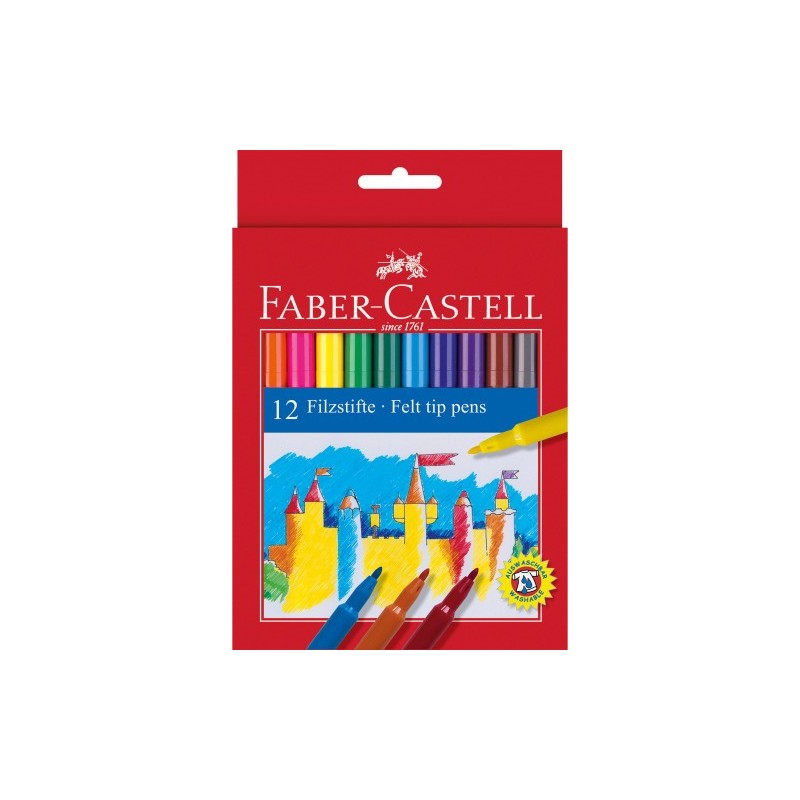 ESTUCHE CARTÓN 12 ROTULADORES ESCOLARES FABER CASTELL 554212