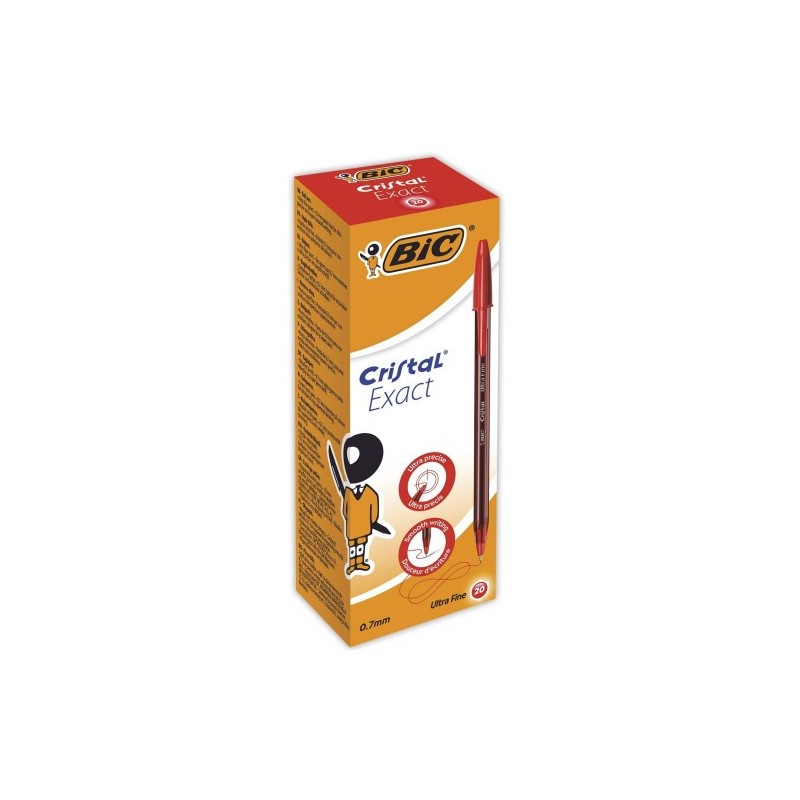 BIC Cristal Exact Rojo Bolígrafo Ultrafino 20 pieza(s)