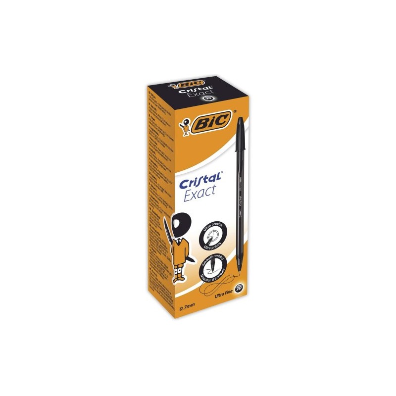 BIC Cristal Exact Negro Bolígrafo Ultrafino 20 pieza(s)
