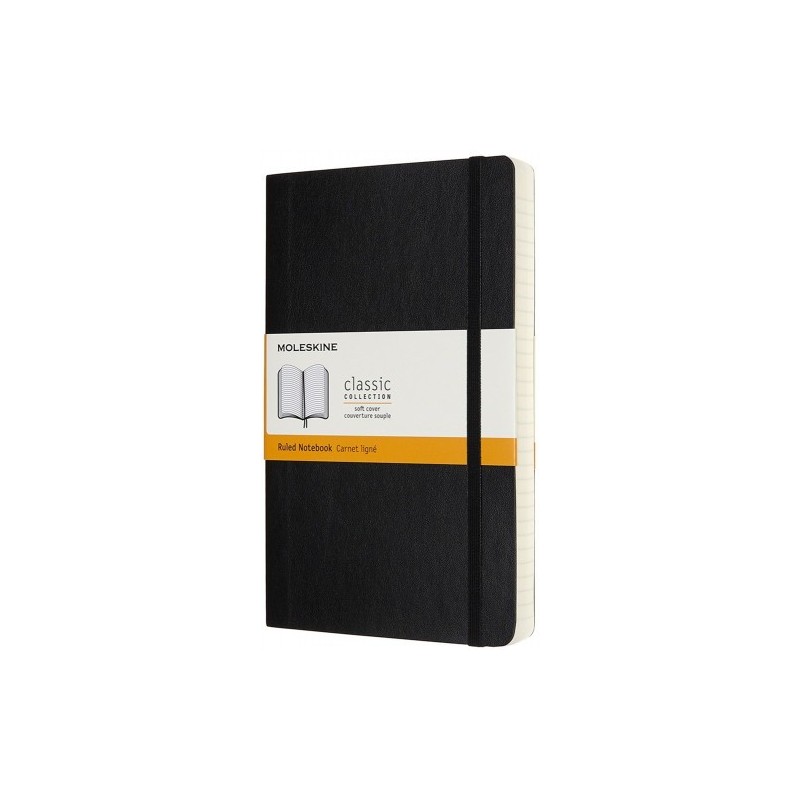 LIBRETA CLASICA MAYOR GROSOR NEGRA L (13X21CM) RAYADA TAPA BLANDA MOLESKINE QP616EXP