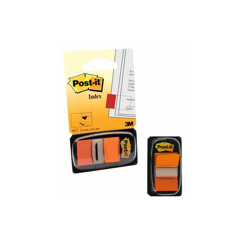 PACK 12 DISPENSADORES DE 50 UNIDADES INDEX NARANJA (25.4X43.1) POST-IT 3M6804