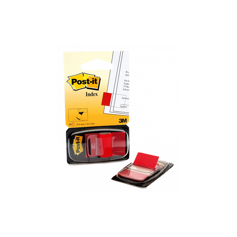 PACK 12 DISPENSADORES DE 50 UNIDADES INDEX ROJO (25.4X43.1) POST-IT 3M6801