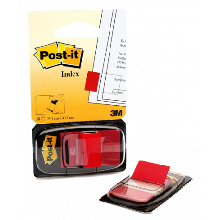 PACK 12 DISPENSADORES DE 50 UNIDADES INDEX ROJO (25.4X43.1) POST-IT 3M6801