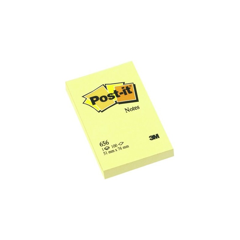 PACK 12 BLOC DE NOTAS ADHESIVAS AMARILLAS 100 HOJAS (51X76) POST-IT 3M656