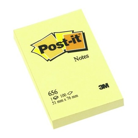 PACK 12 BLOC DE NOTAS ADHESIVAS AMARILLAS 100 HOJAS (51X76) POST-IT 3M656