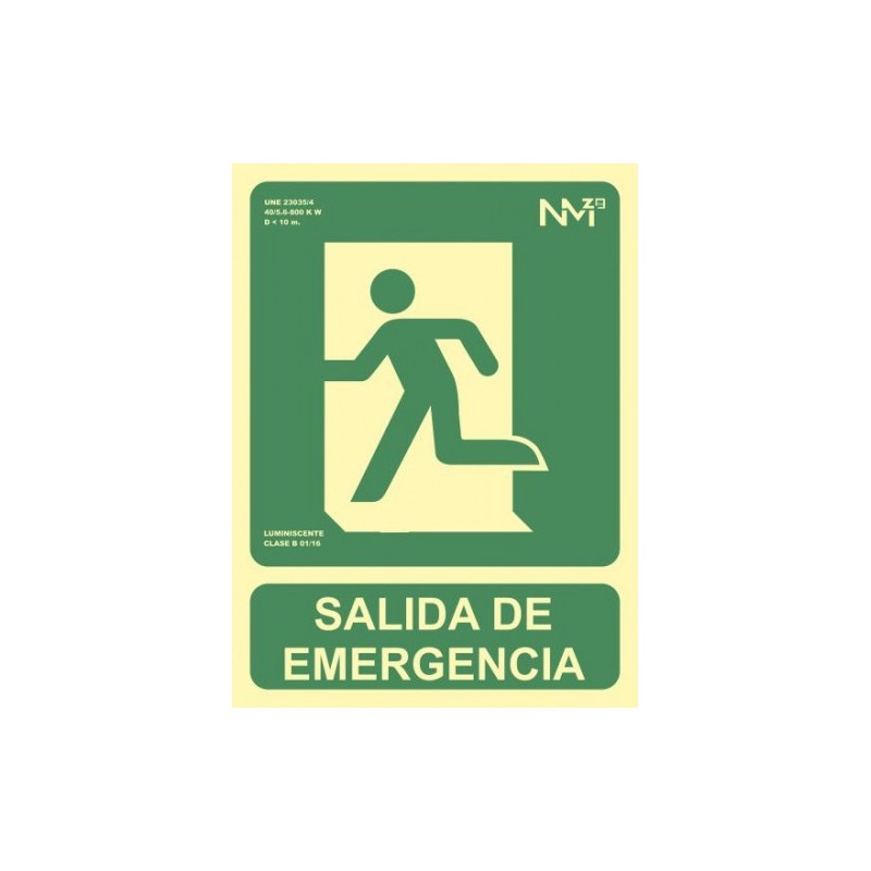 SEÑAL "SALIDA DE EMERGENCIA" 224X300 PVC VERDE ARCHIVO 2000 6170-02H VE