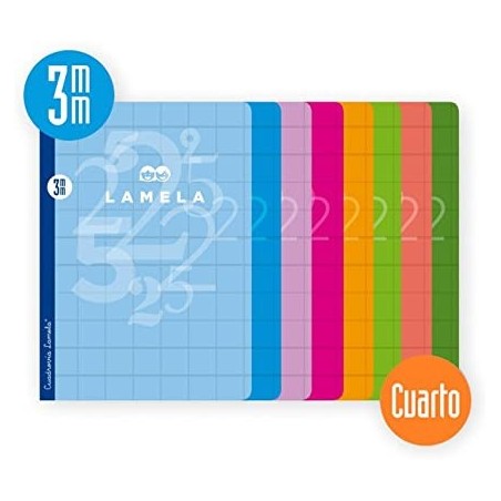 LIBRETA CUARTO 50 HOJAS RAYADO 3 MM-COLORES SURTIDOS LAMELA 06C003