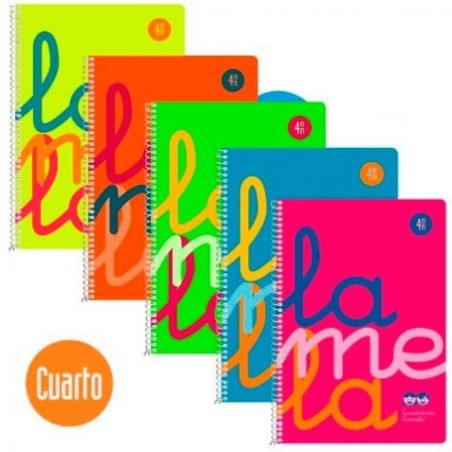 CUADERNO CUARTO FLÚOR POLIPROPILENO RAYADO 4 MM.COLORES SURTIDOS LAMELA 7CTP004S