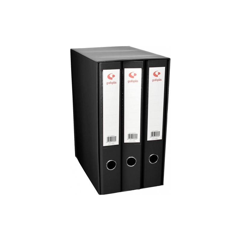 MÓDULO 3 CARPETAS 2 ANILLAS 40 MM NEGRO FOLIO 290X350X180 GRAFOPLAS 7284310