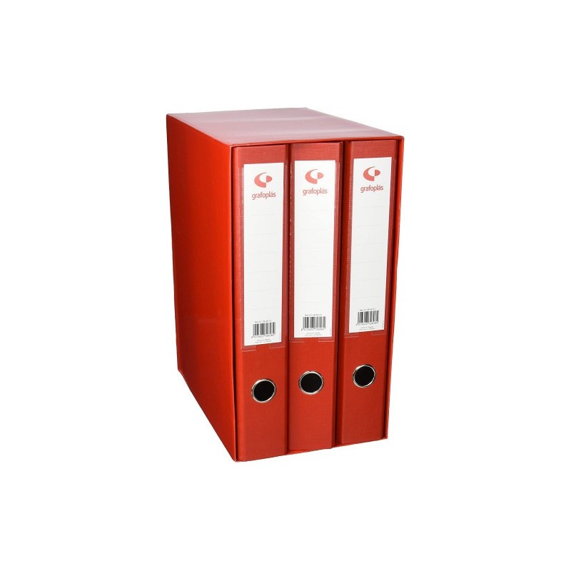 MÓDULO 3 CARPETAS 2 ANILLAS 40 MM ROJO FOLIO 290X350X180 GRAFOPLAS 7284351