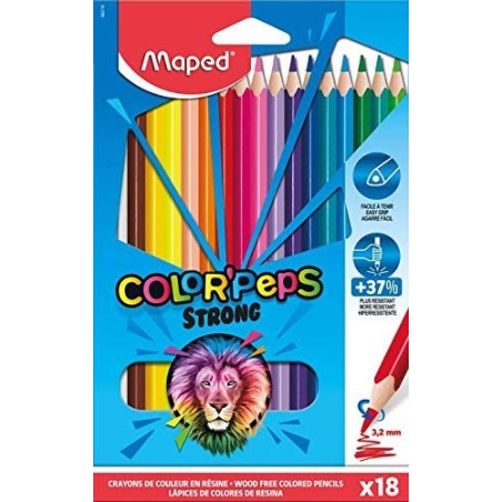 ESTUCHE CARTON 18 LAPICES COLOR PEPS STRONG MAPED 862718